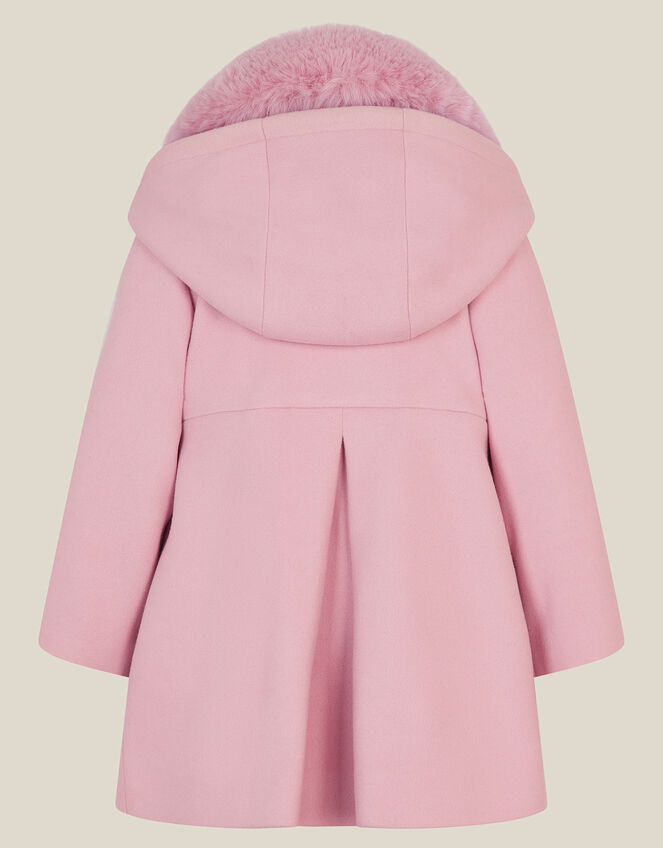 Baby Faux Fur Bow Coat, Pink (PINK), large