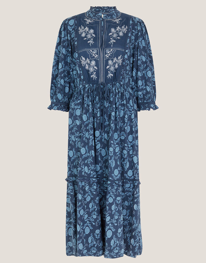 Sofia Floral Print Jersey Midi Dress, Blue (BLUE), large