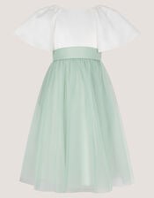 Angelica Bow Tulle Flower Girl Dress, Green (SAGE), large