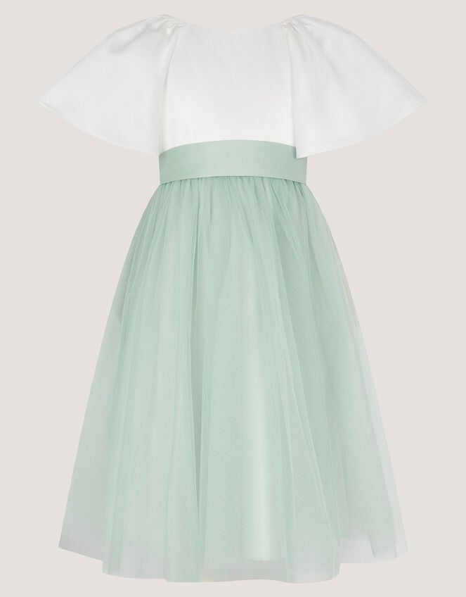 Angelica Bow Tulle Flower Girl Dress, Green (SAGE), large