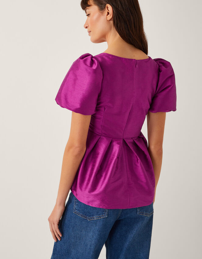 Sandra Smock Puff Sleeve Top, Purple (PURPLE), large