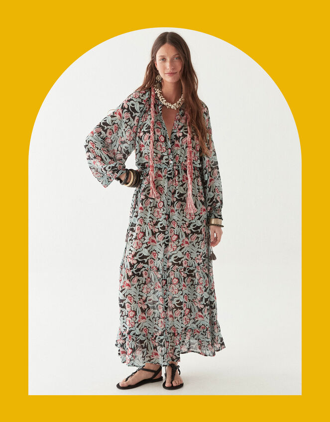 Maison Hotel Valentina Floral Maxi Dress, Multi (MULTI), large