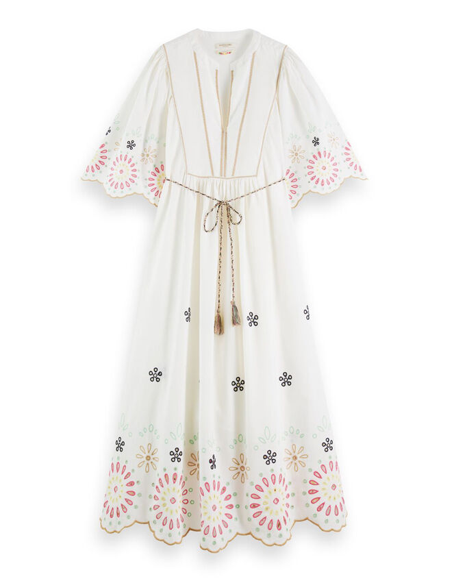 Scotch and Soda Broderie Maxi Dress, White (WHITE), large