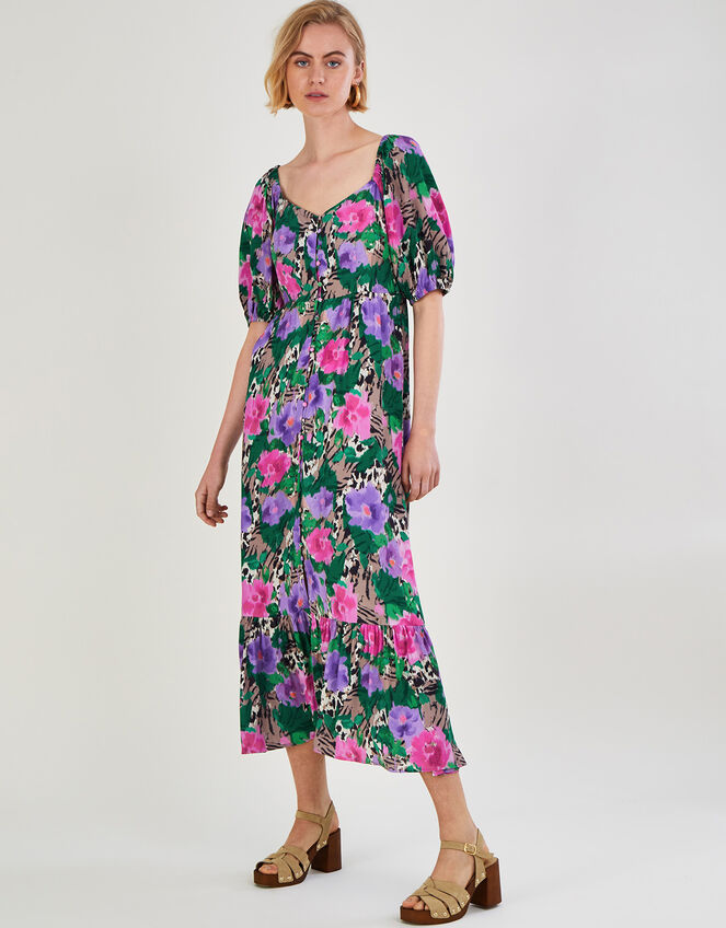 Effie Print Tea Dress, Camel (CAMEL), large