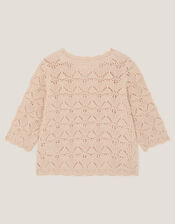 Crochet Flower Knit Top, Ivory (IVORY), large
