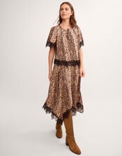 Babette Leopard Print Lace Top, Brown (BROWN), large