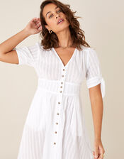 Button-Through Dress in Pure Cotton, Ivory (IVORY), large