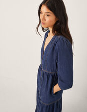 Maya Zip Denim Midi Dress, Blue (INDIGO), large