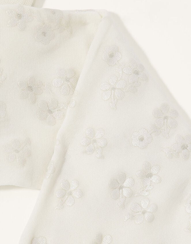 Baby Floral Perlato Print Tights, Ivory (IVORY), large
