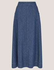 Harper A-Line Denim Maxi Skirt, Blue (INDIGO), large