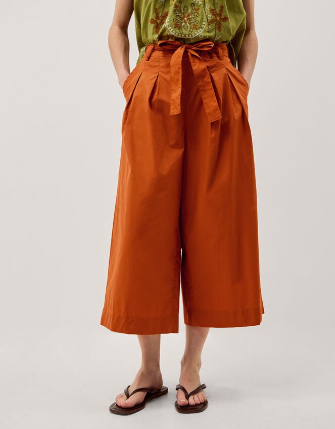 Sofia Cropped Wide Leg Pants, Orange (RUST), large