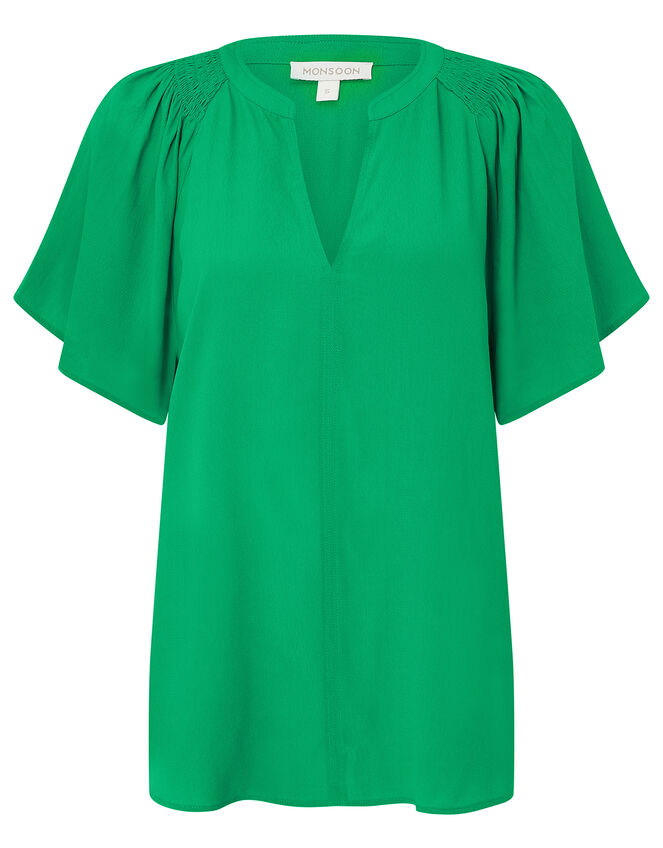 Arabella Short Sleeve Blouse, Green (GREEN), large