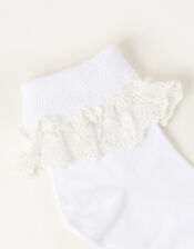 Flower Lace Socks, White (WHITE), large