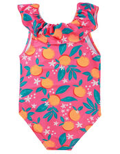 Frugi Orange Print Swimsuit, Multi (MULTI), large