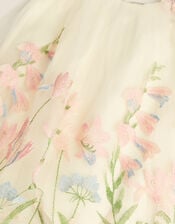Baby Bryony Floral Embroidered Party Dress, White (WARM IVORY), large