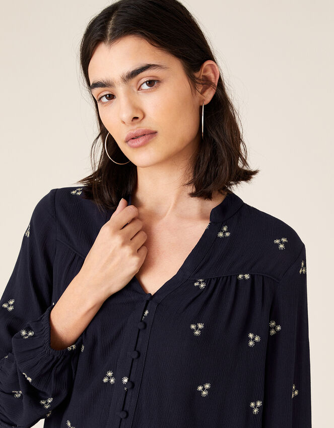 Embroidered Top in LENZING™ ECOVERO™, Blue (NAVY), large