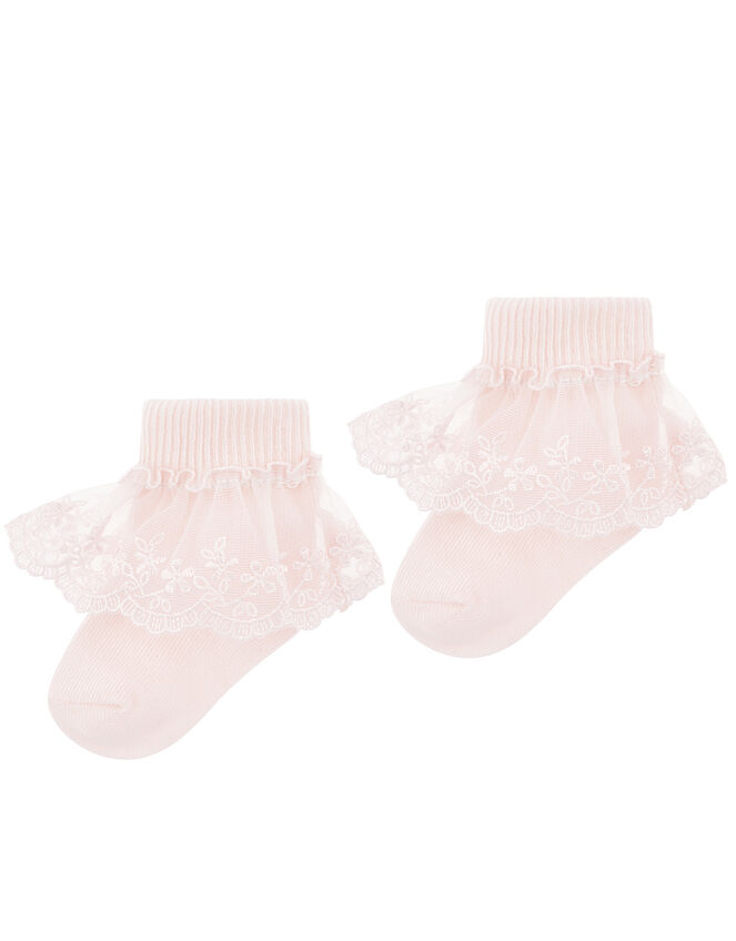 Baby 2 Pack Lace Socks, Pink (PINK), large