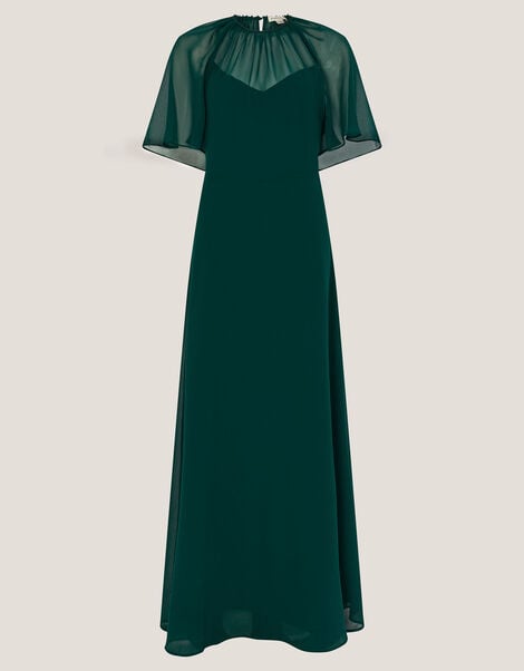 Mona Angel Sleeve Maxi Dress, Green (DARK GREEN), large