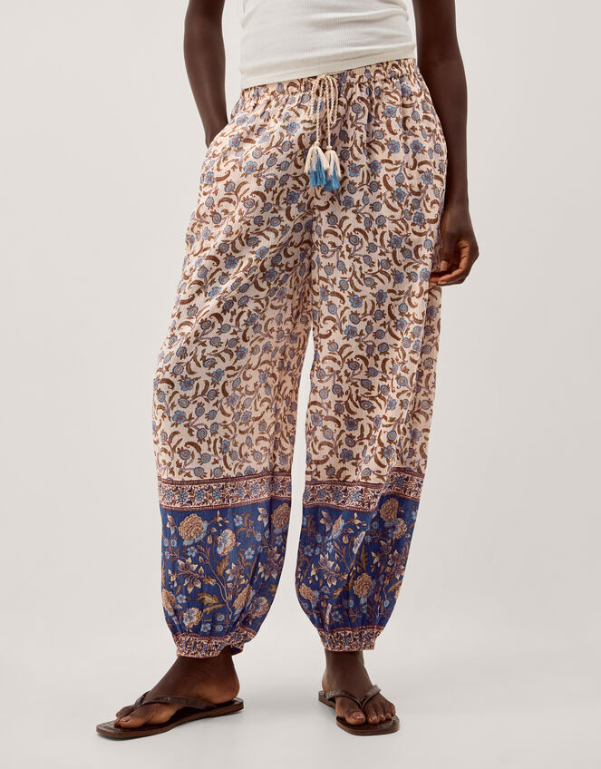 Ari Floral Balloon Pants, Blue (BLUE), large