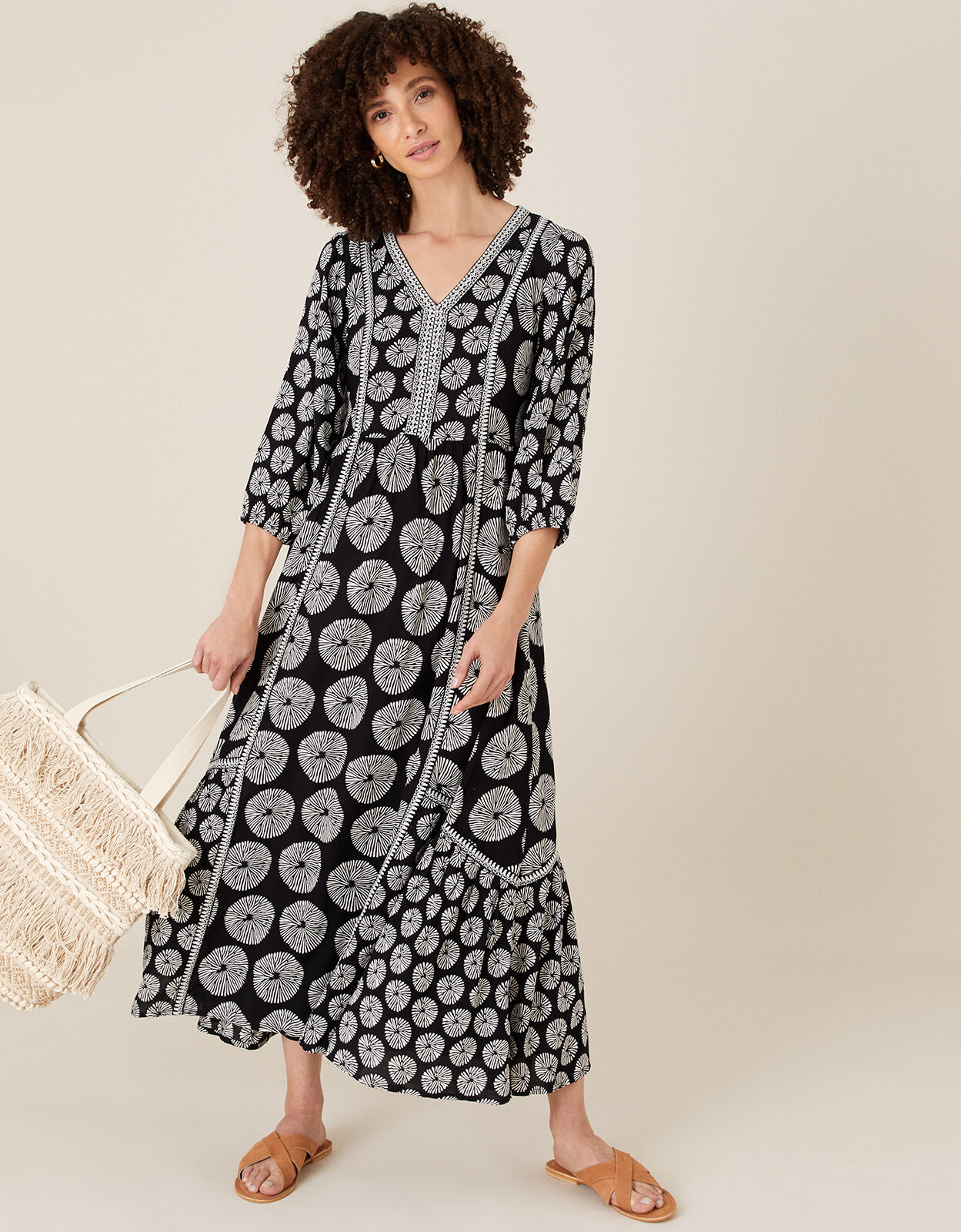 Monsoon black and white on sale dress