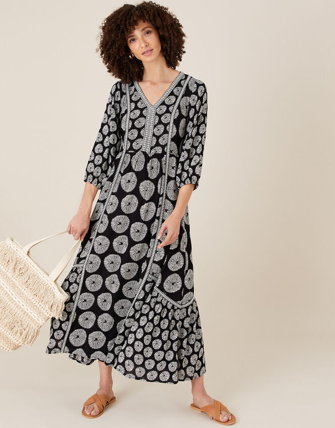 ARTISAN STUDIO Ella Circle Print Dress, Black (BLACK), large
