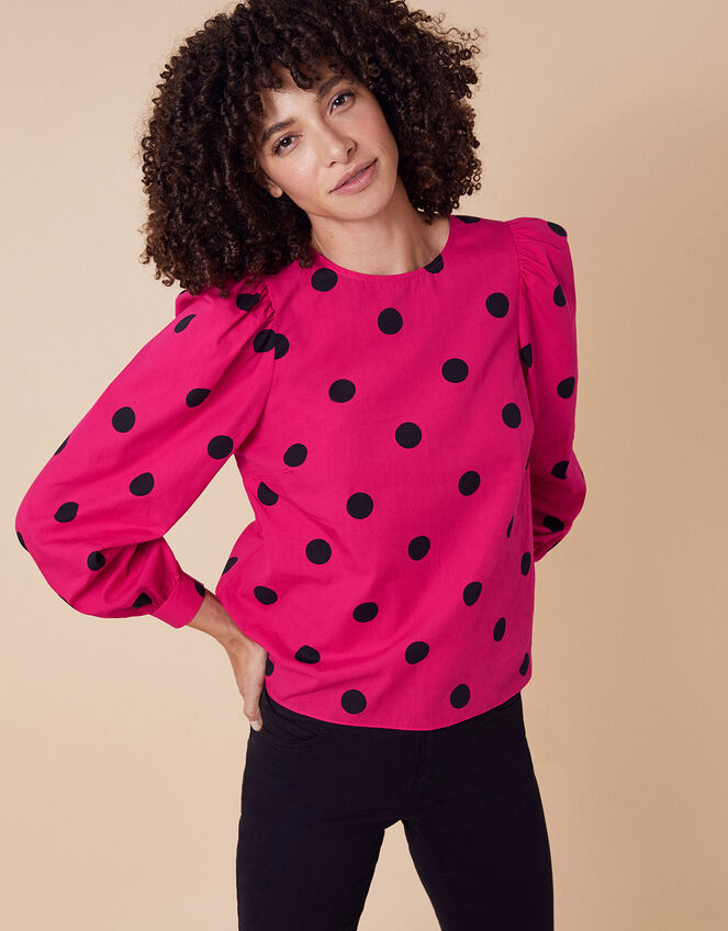 Candi Spot Print Top, Pink (PINK), large