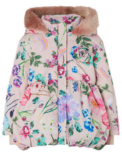 Baby Floral Print Padded Coat, Pink (PINK), large