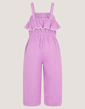 Embroidered Ruffle Tassel Jumpsuit, Purple (LILAC), large