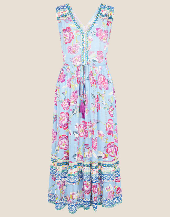 Kitty Floral Midi Dress, Blue (BLUE), large