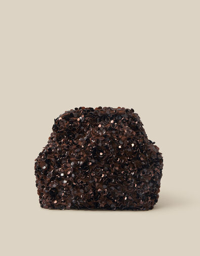 Kira Sequin Clutch Bag, Brown (CHOCOLATE), large