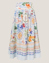 Monsoon x Charlie Taylor Printed Midi Skirt, White (WHITE), large