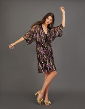 Sloan Sequin Short Dress in Recycled Polyester, Black (BLACK), large