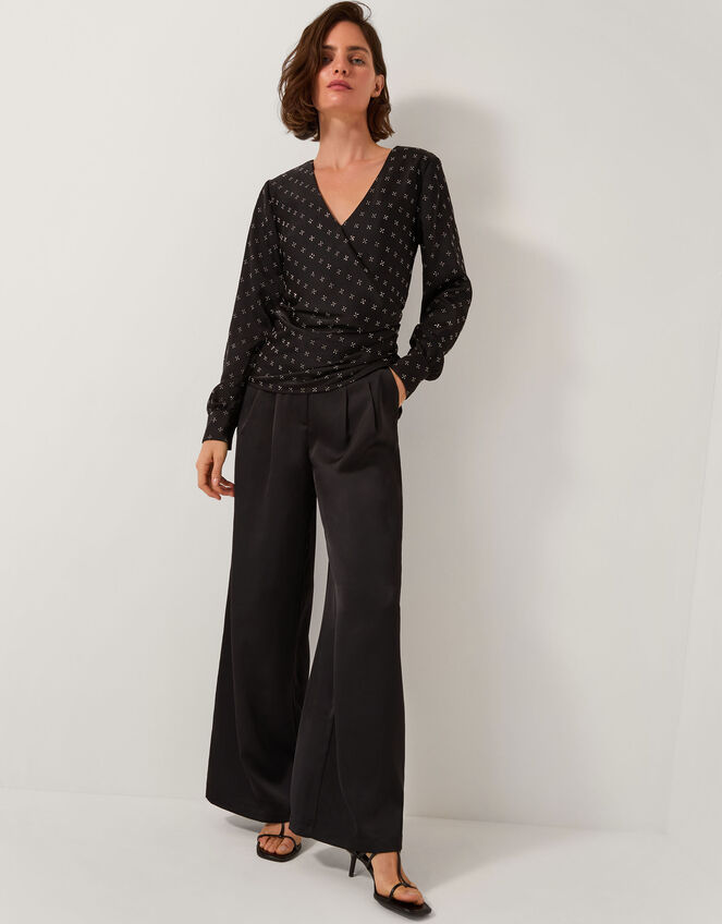 Margot Hotfix Long Sleeve Blouse, Black (BLACK), large