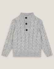 Cable Knit Button Jumper, Grey (GREY), large
