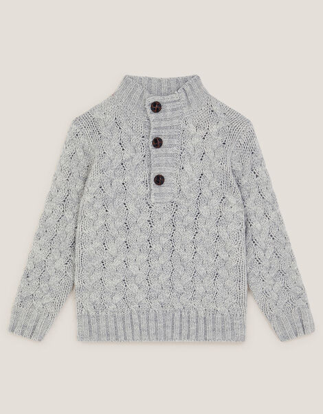Cable Knit Button Jumper, Grey (GREY), large
