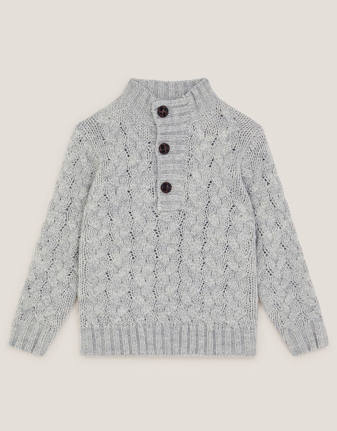 Cable Knit Button Jumper, Grey (GREY), large