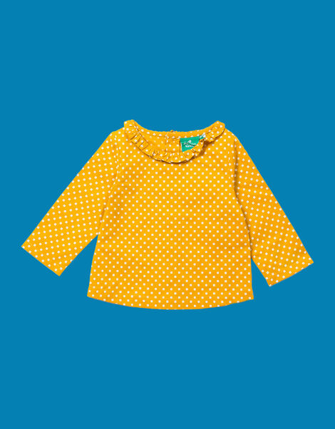 Little Green Radicals Floral Frill Blouse Gold, Gold (GOLD), large