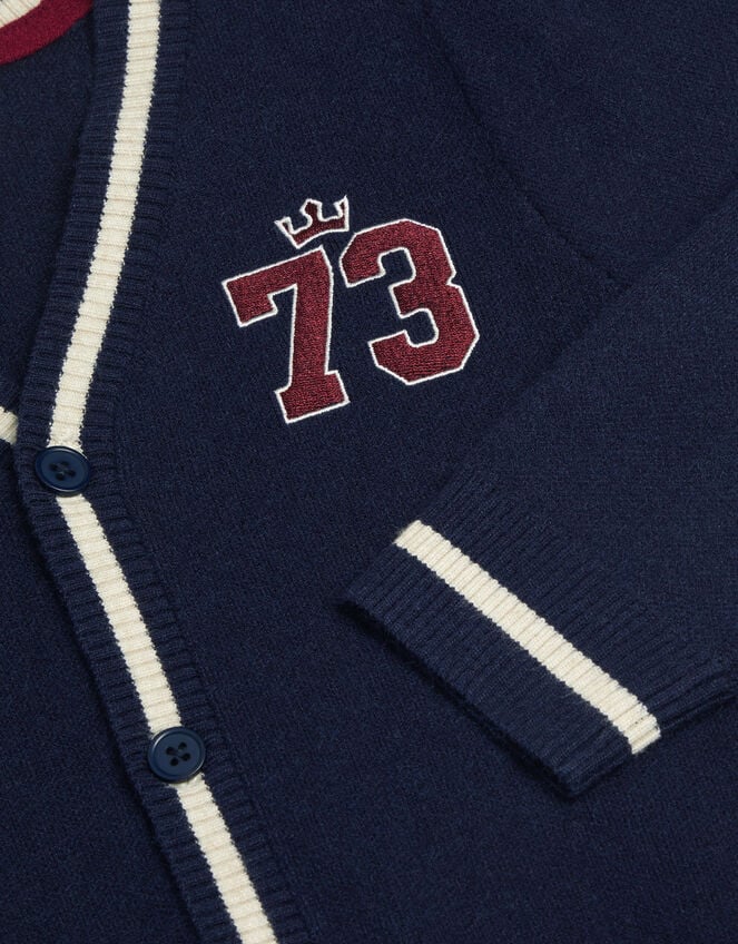 Sports Stripe V-Neck Cardigan, Blue (NAVY), large