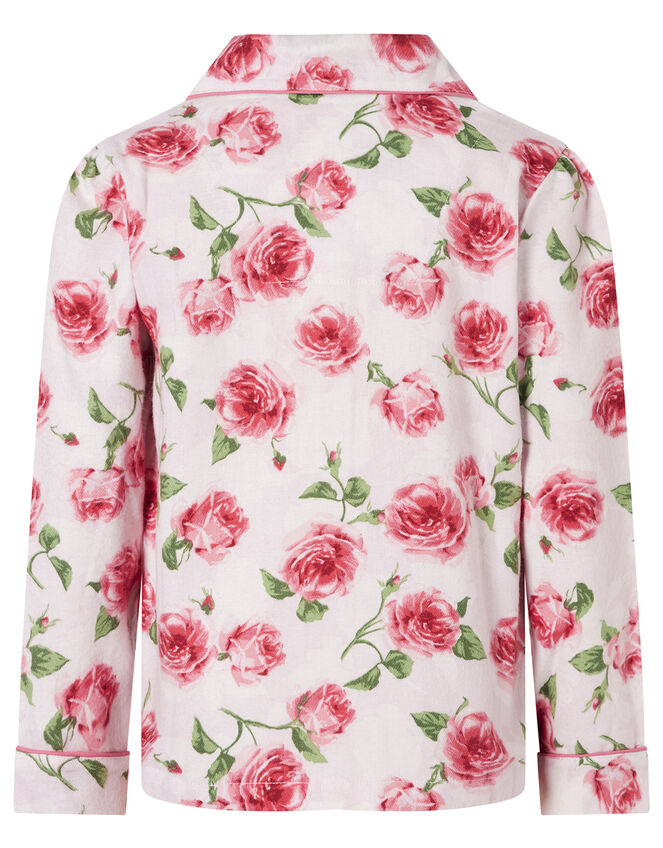 Rose Flannel PJ Set in Organic Cotton, Pink (PINK), large