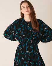 Abstract Print Dress in Sustainable Viscose, Black (BLACK), large