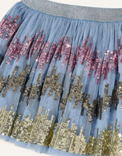 Sequin Zig-Zag Skirt, Blue (BLUE), large
