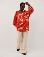 Mafalda Sun Print Mini Kaftan, Orange (ORANGE), large