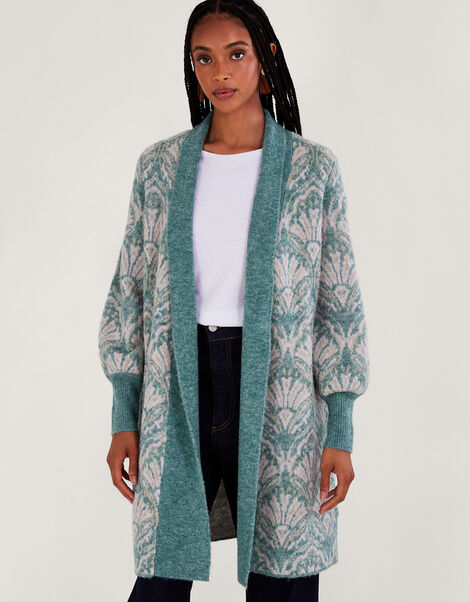 Jacquard Coatigan, Green (GREEN), large