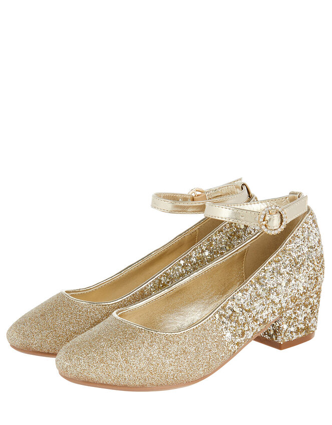 Autumn Glitter Heeled Shoes, Gold (GOLD), large