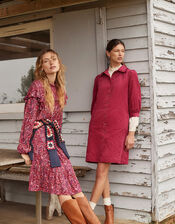 Eliza Collared Cord Dress, Red (BERRY), large