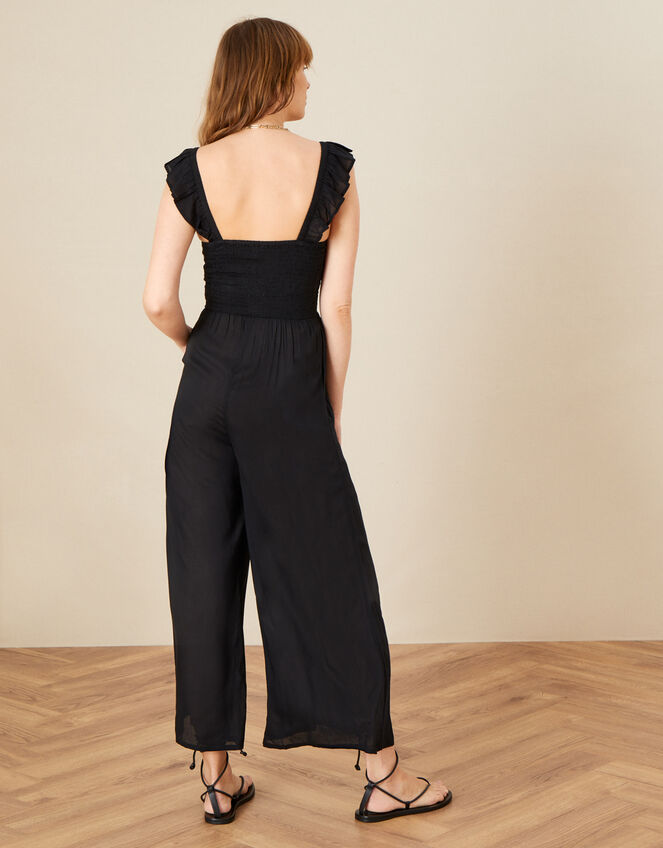 Plain Ruffle Jumpsuit in LENZING™ ECOVERO™ , Black (BLACK), large