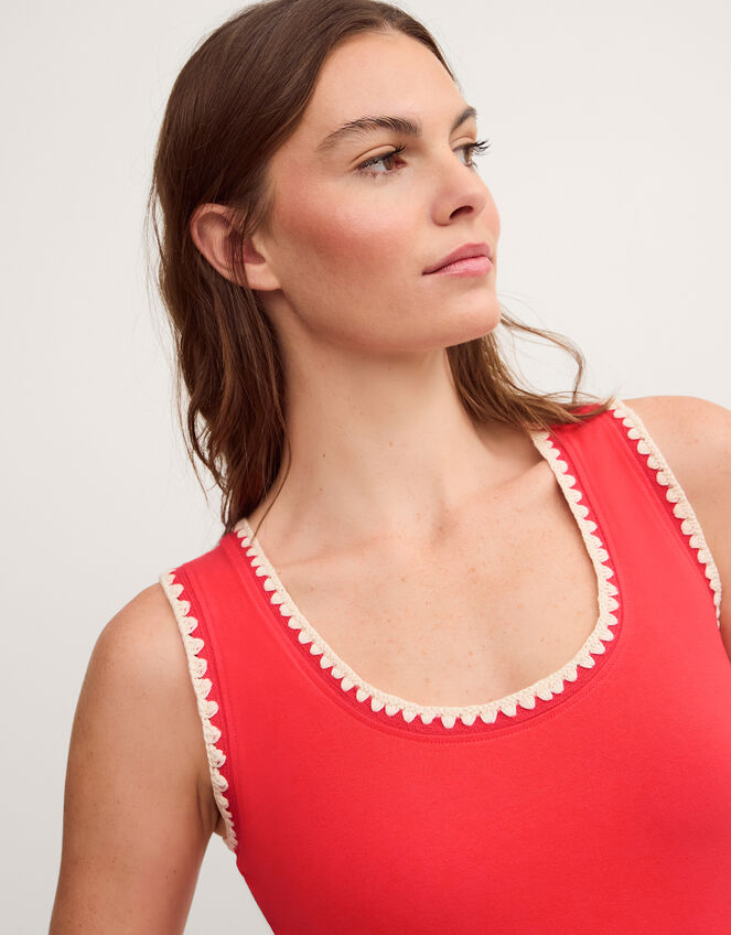 Teri Contrast Stitch Jersey Cami Top, Red (RED), large
