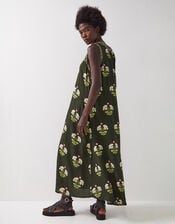 East Flossie Sleeveless Floral Maxi Dress, Green (KHAKI), large