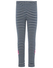 Sequin Stripe Flower Leggings, Blue (NAVY), large