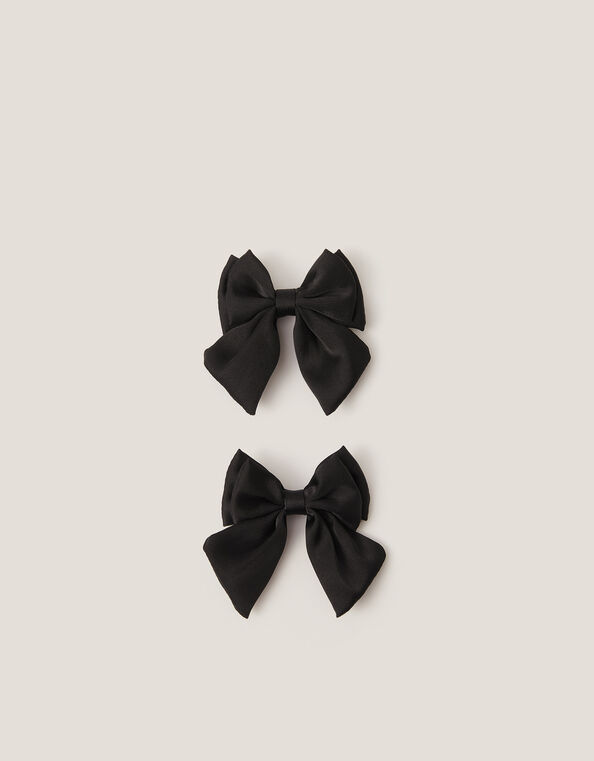 2-Pack School Bow Hair Clips, Black (BLACK), large